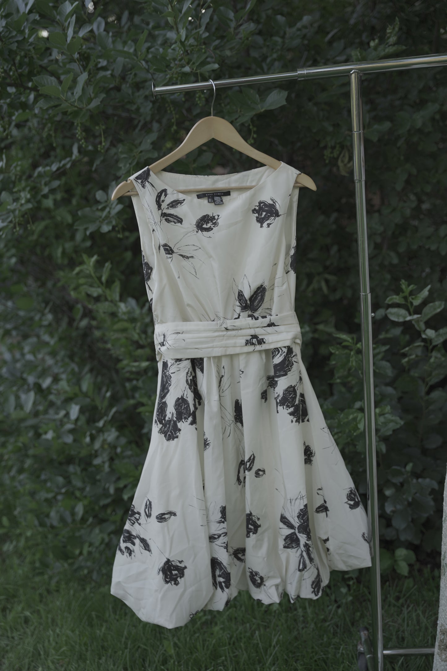 White and Black Floral Mini Dress