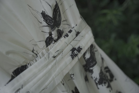 White and Black Floral Mini Dress