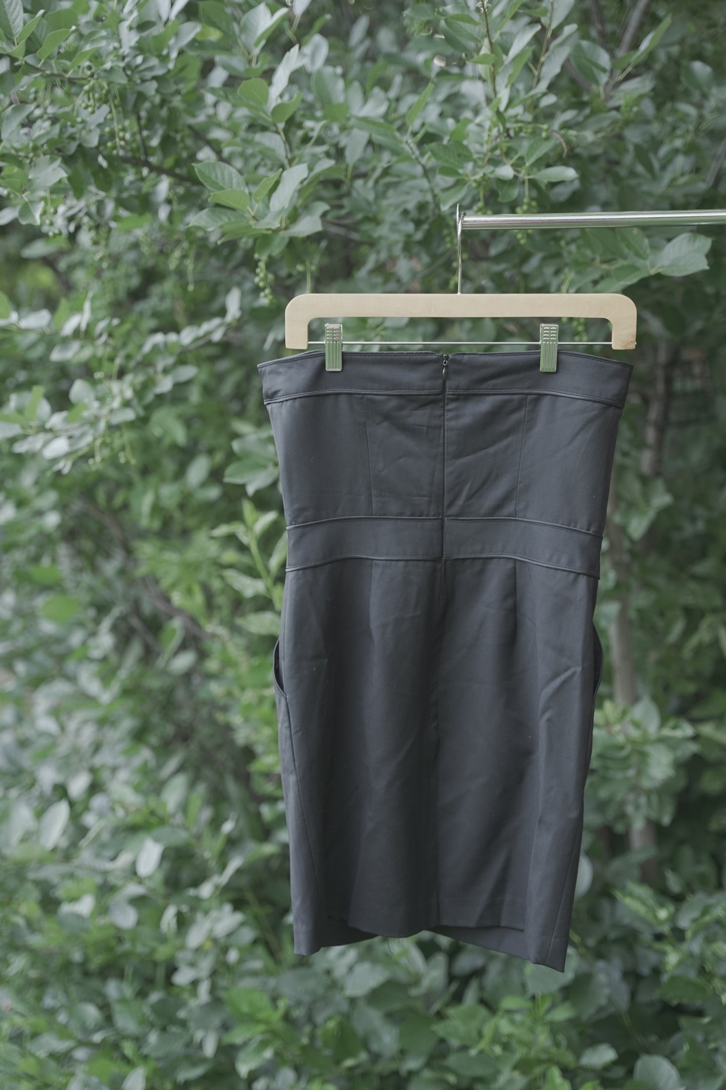 Pleated Black Strapless Mini Dress