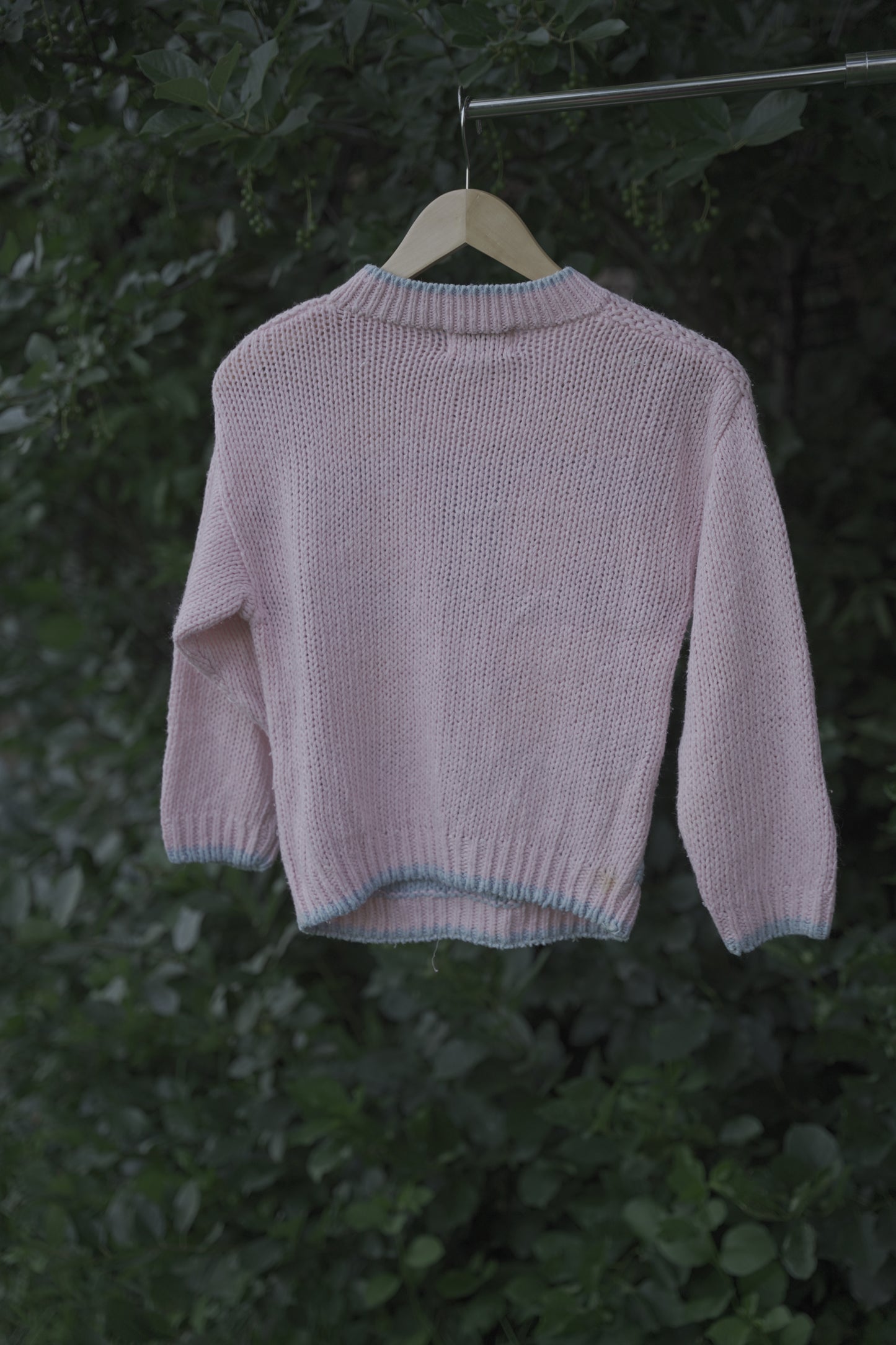 Pink and Blue Patterned Knit Sweater