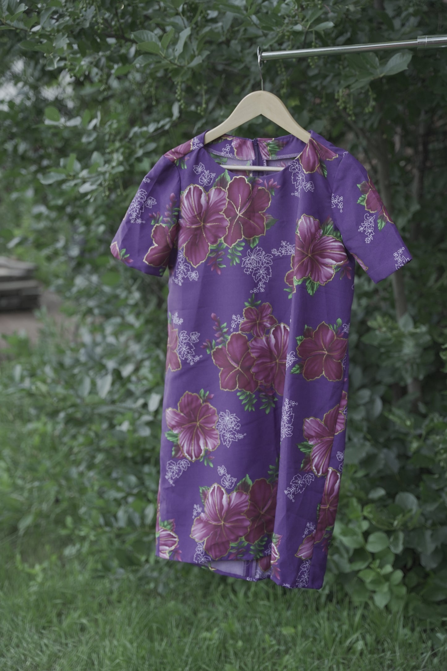 Hawaiian Purple Floral Dress