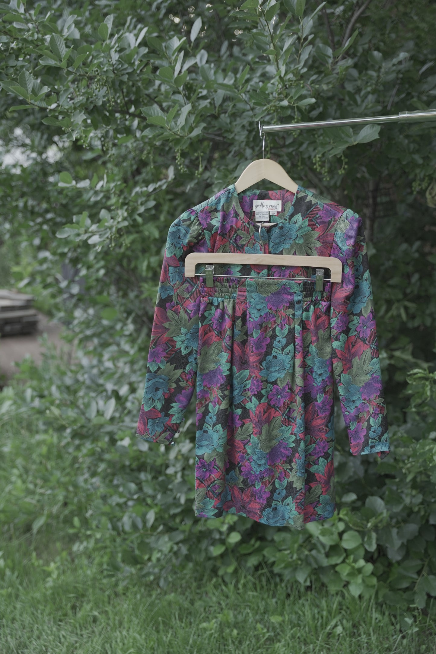 Black and Floral Two-Piece Set