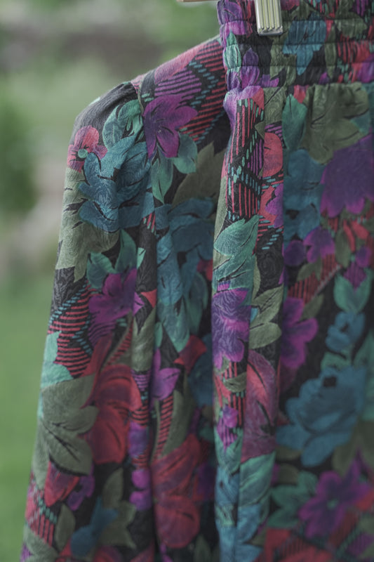 Black and Floral Two-Piece Set