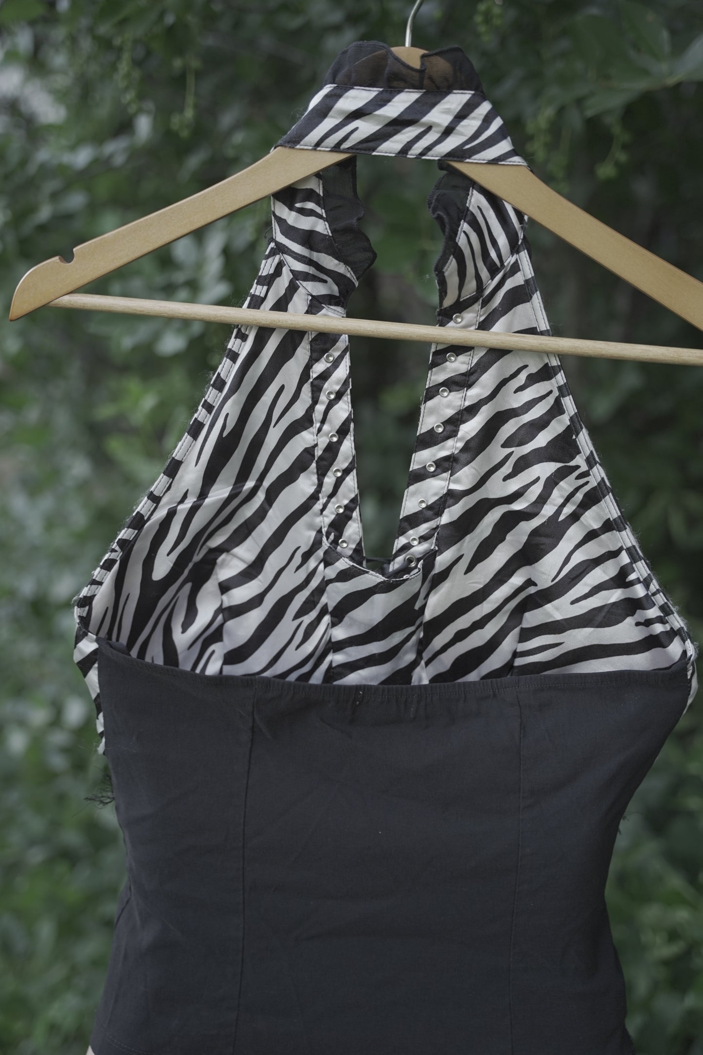 Black and Zebra Printed Halter Top