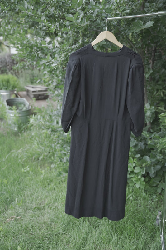 Black Dress with Sequins and Shoulder Pads