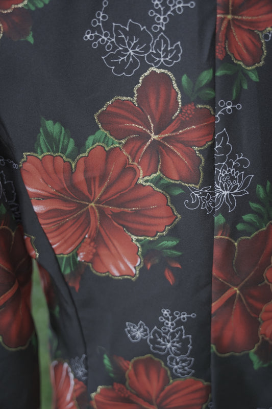 Hawaiian Black and Red Floral Blazer