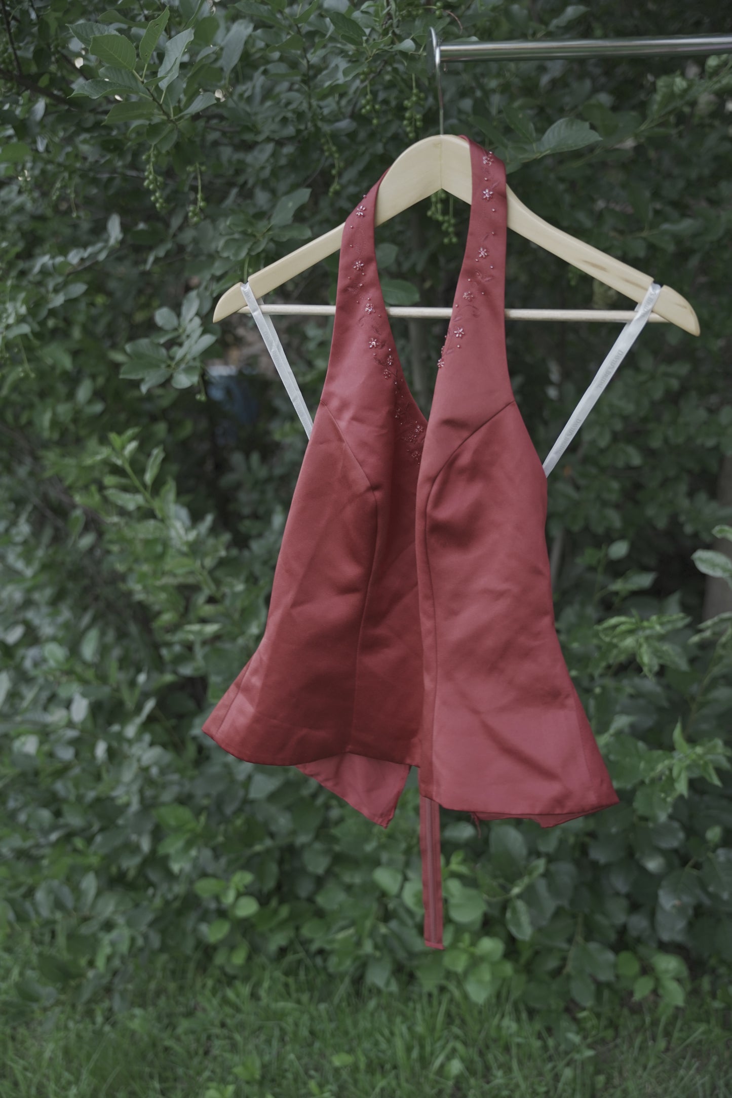 Red Beaded Halter Top