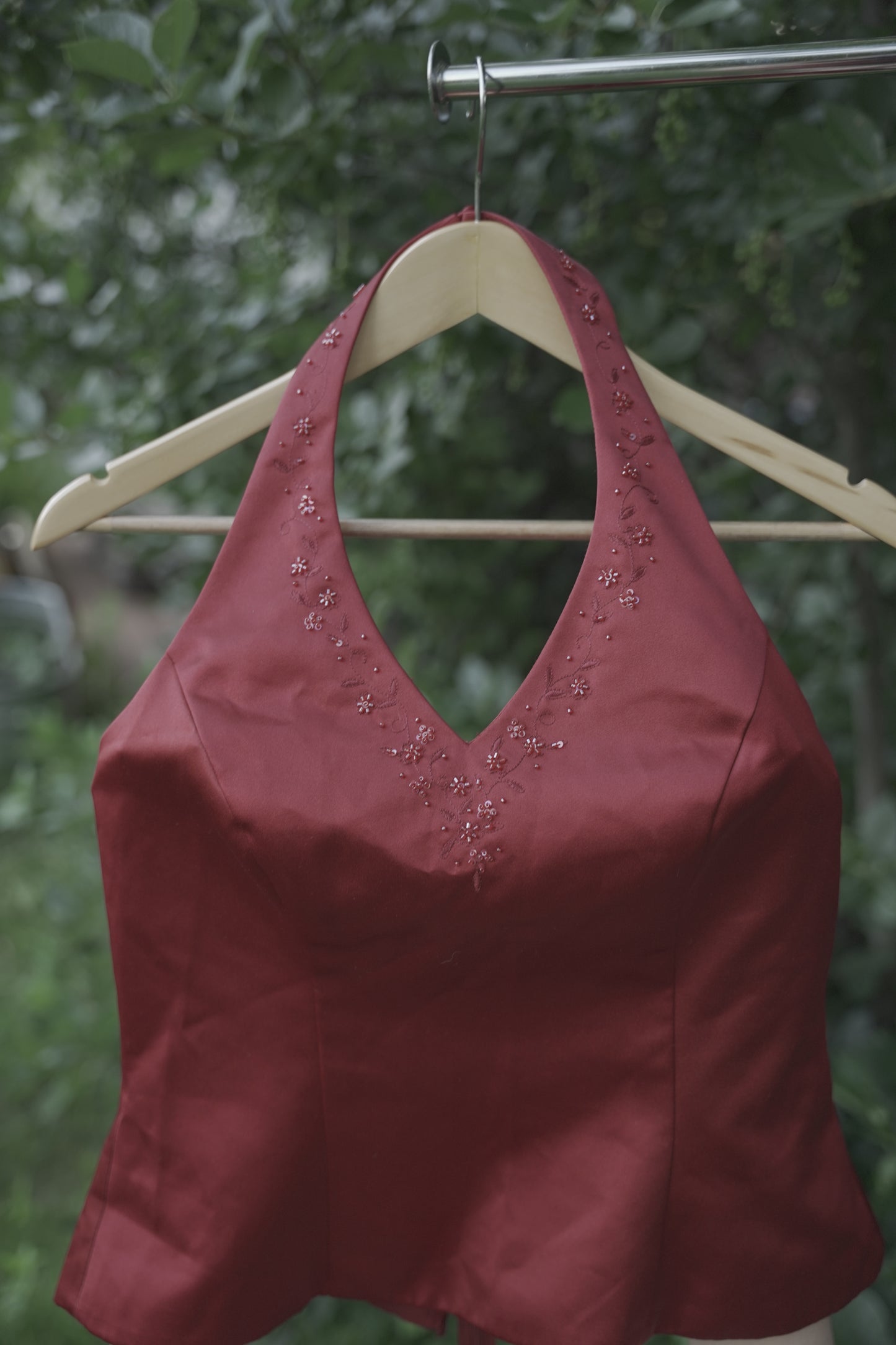 Red Beaded Halter Top