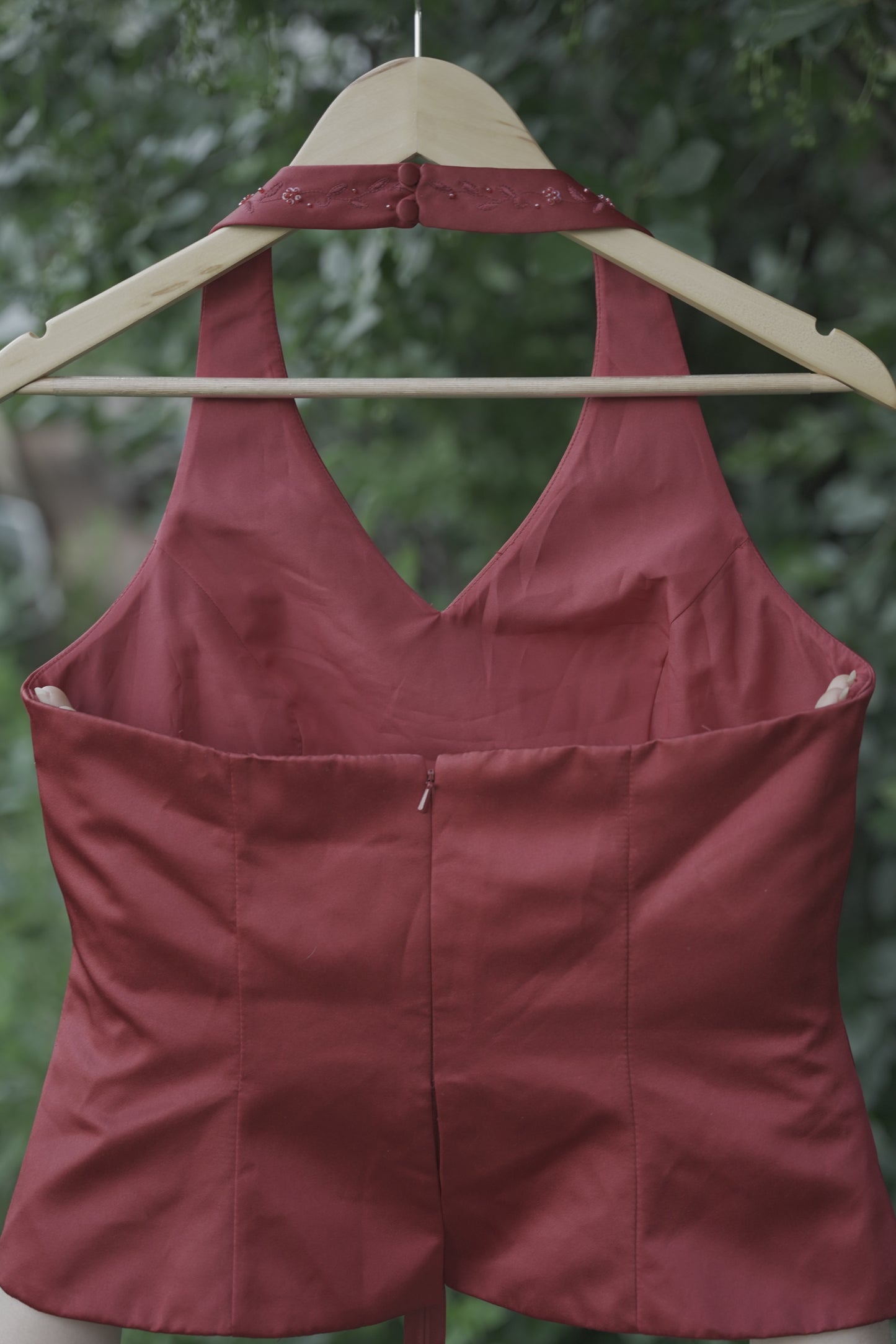 Red Beaded Halter Top