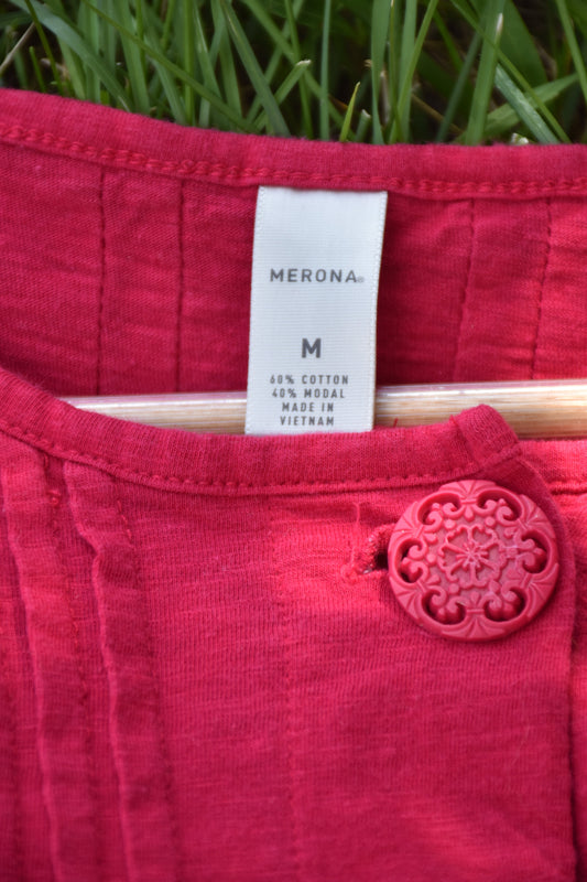 Three Quarter Sleeve Red Top