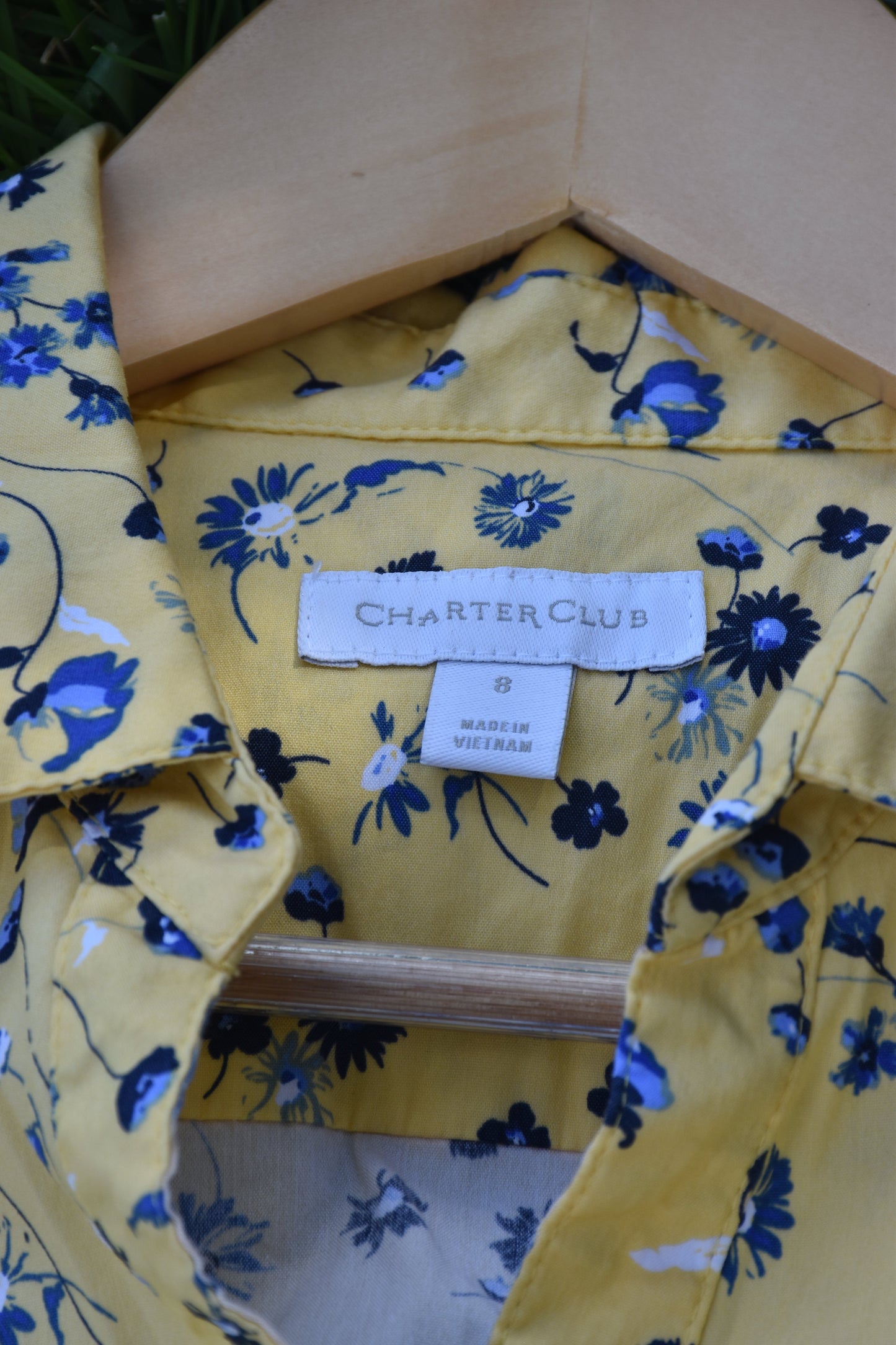 Yellow Vest with Blue Flowers