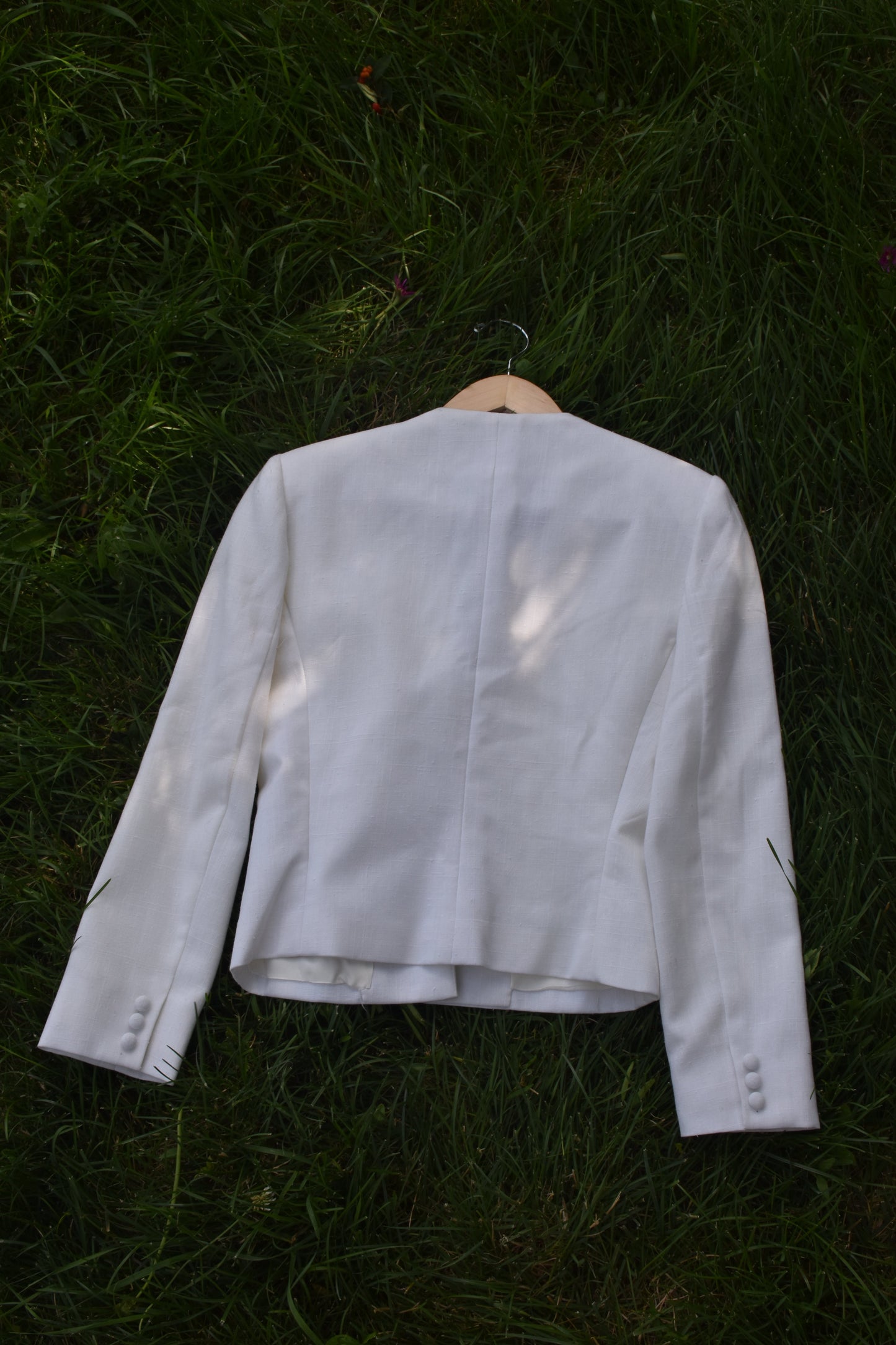 Creme Blazer with Stylized Lapel