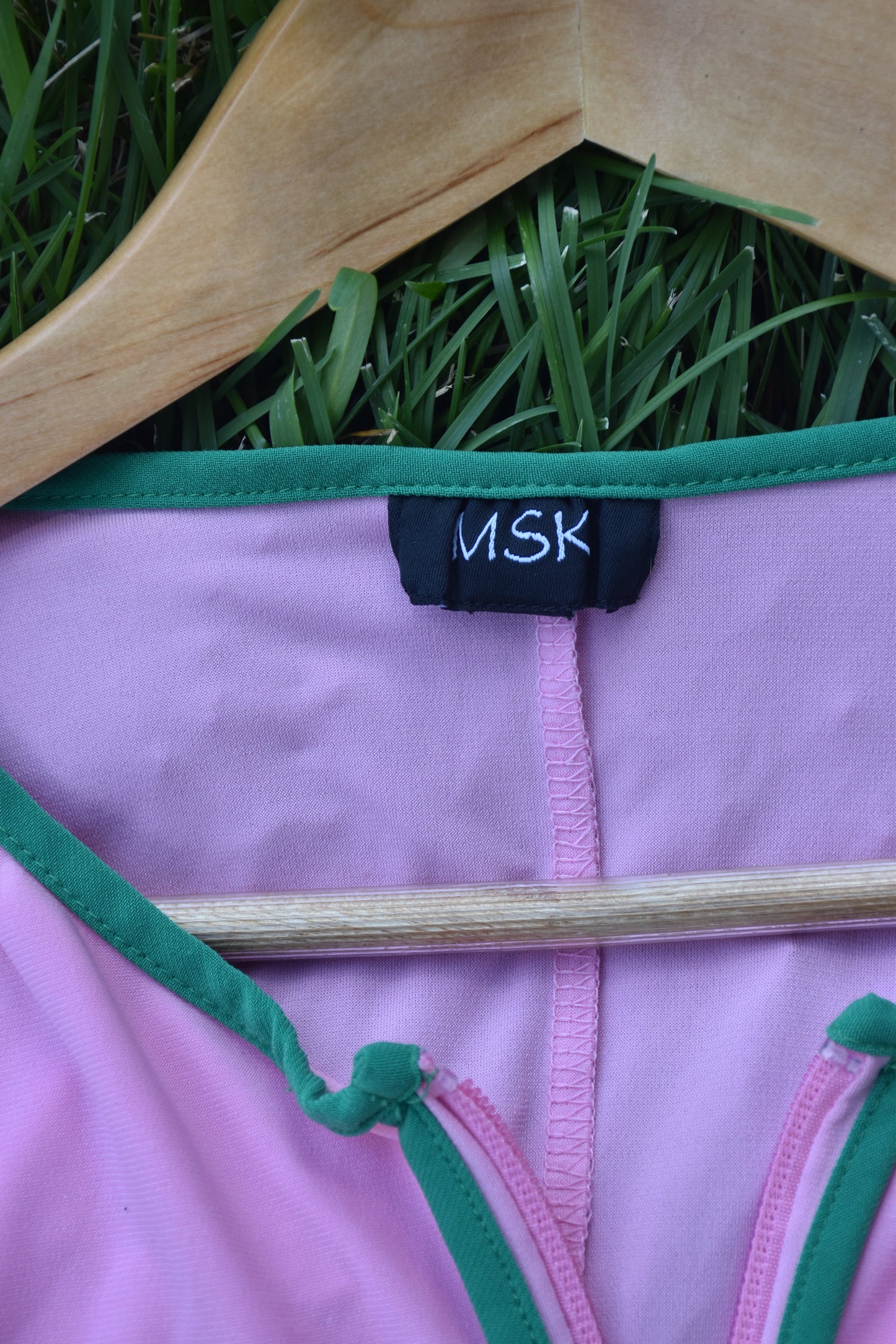 Pink & Green Sleeveless Straight-line Dress