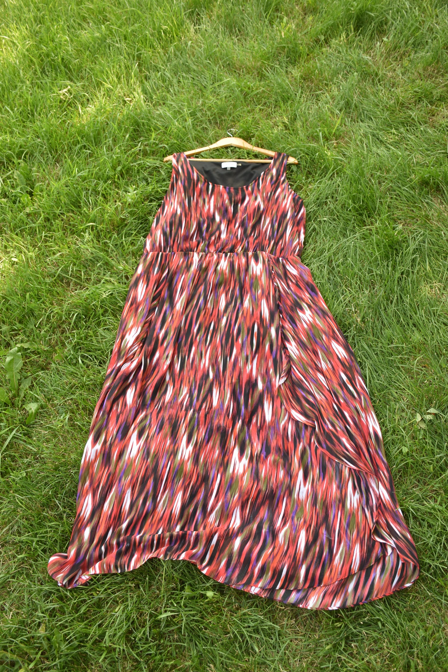Sleeveless Multicolored Floor-length Dress with a Slit