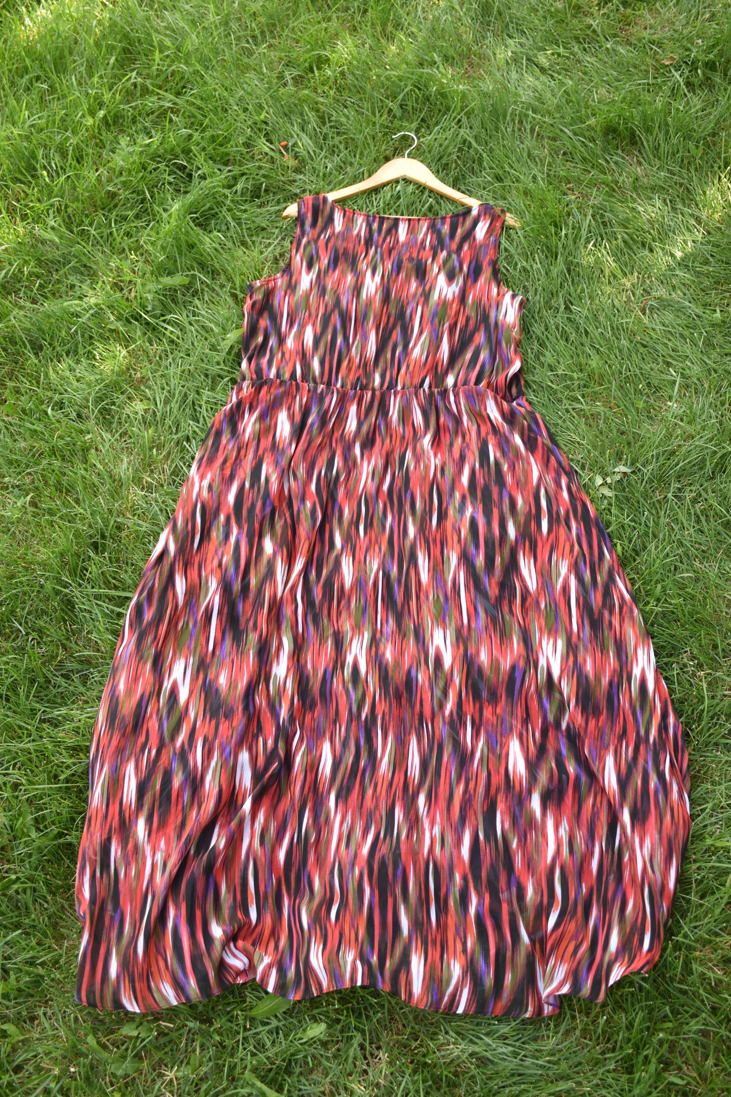 Sleeveless Multicolored Floor-length Dress with a Slit