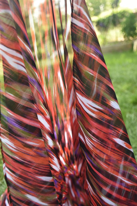 Sleeveless Multicolored Floor-length Dress with a Slit