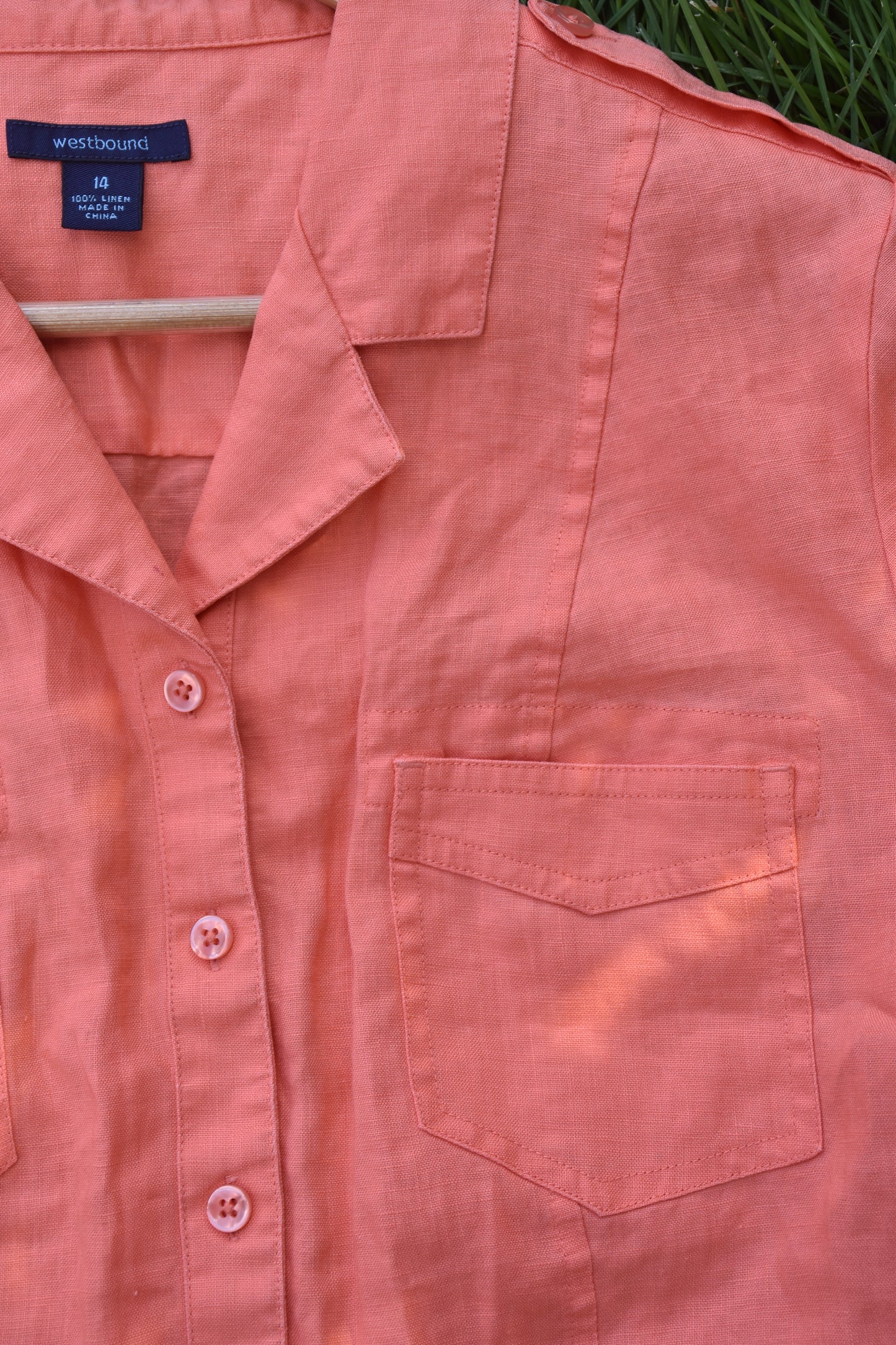 Peach Linen Button Down