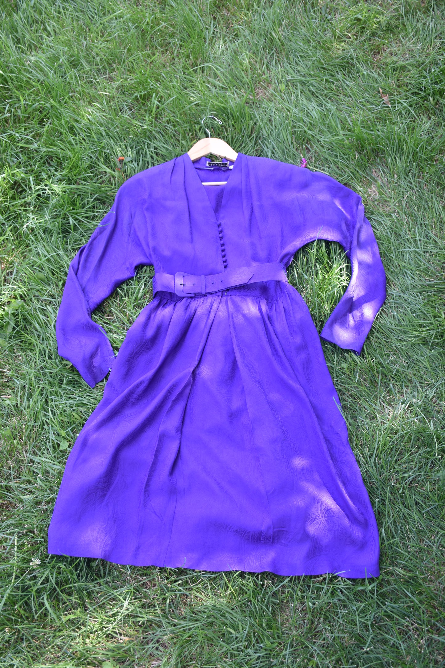 Vintage Purple Longsleeve Dress with Matching Belt