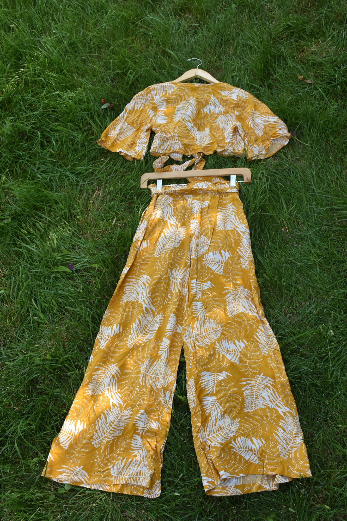 Mustard Yellow Tropical Two Piece Set