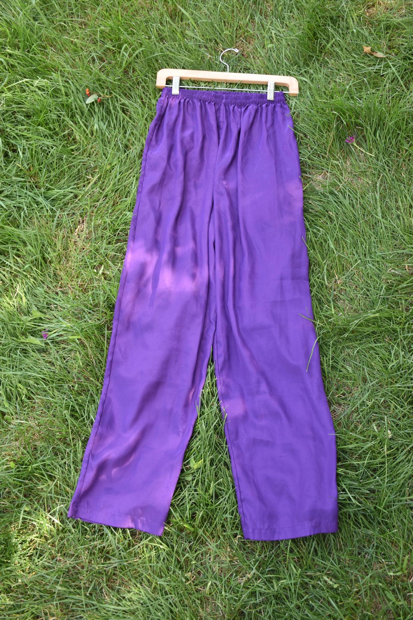 Purple Silky Polyester Pants