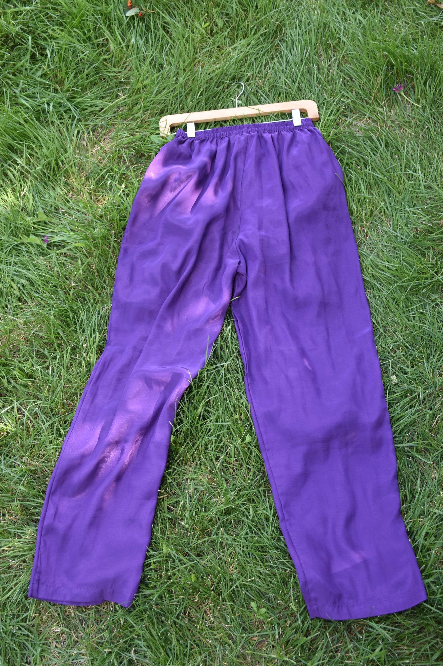 Purple Silky Polyester Pants