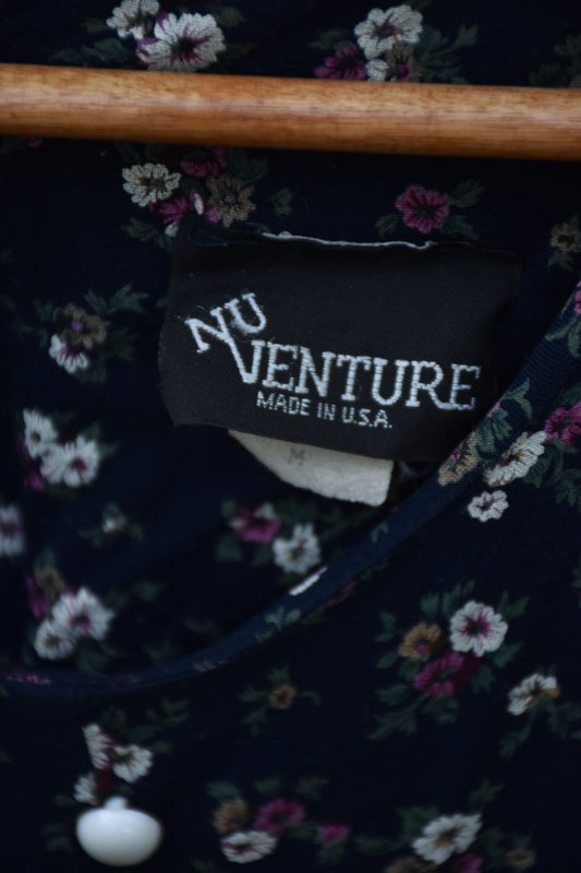 Blue Floral Vintage Quarter Sleeve Dress