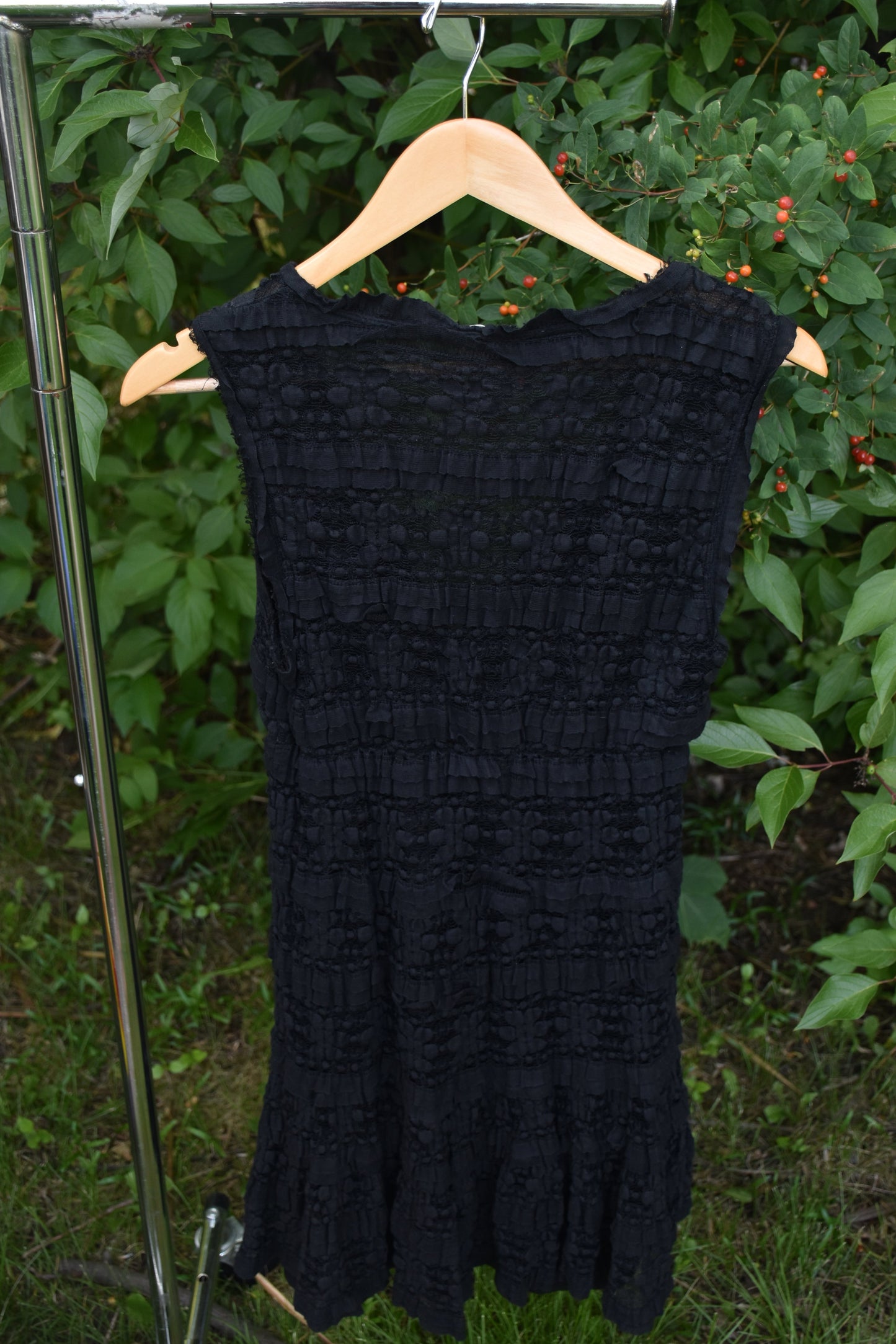 Black Lace and Ruffled Vneck Tank Dress