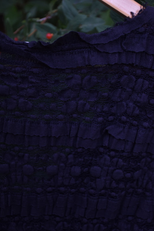 Black Lace and Ruffled Vneck Tank Dress