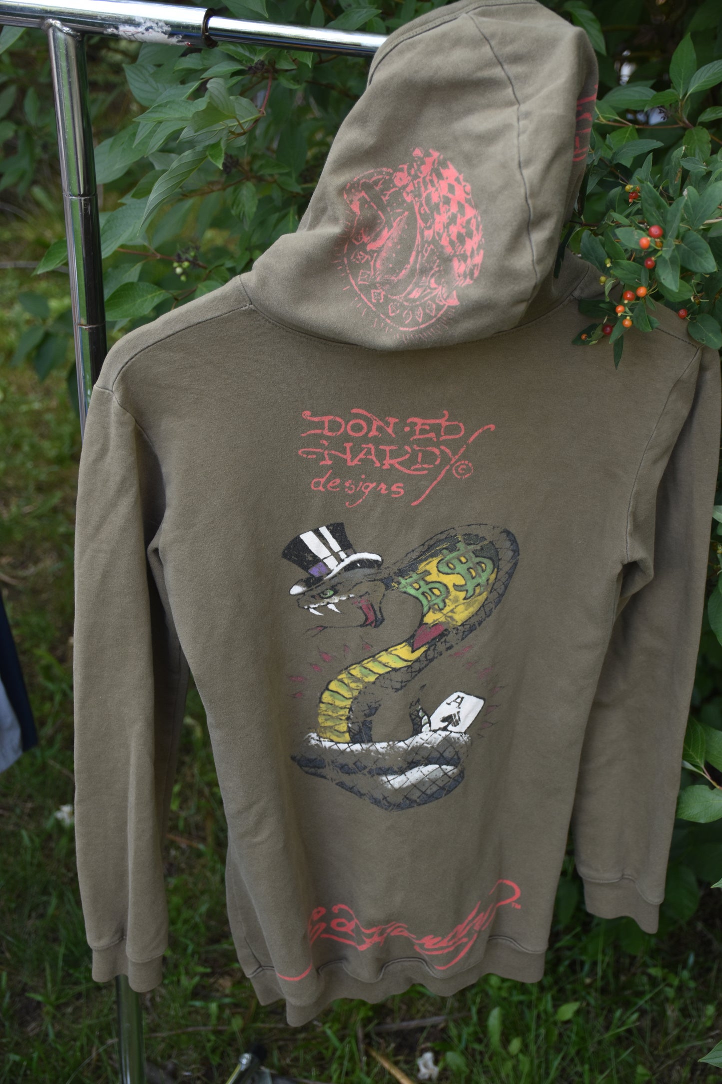 Army Green Zip Up Hoodie