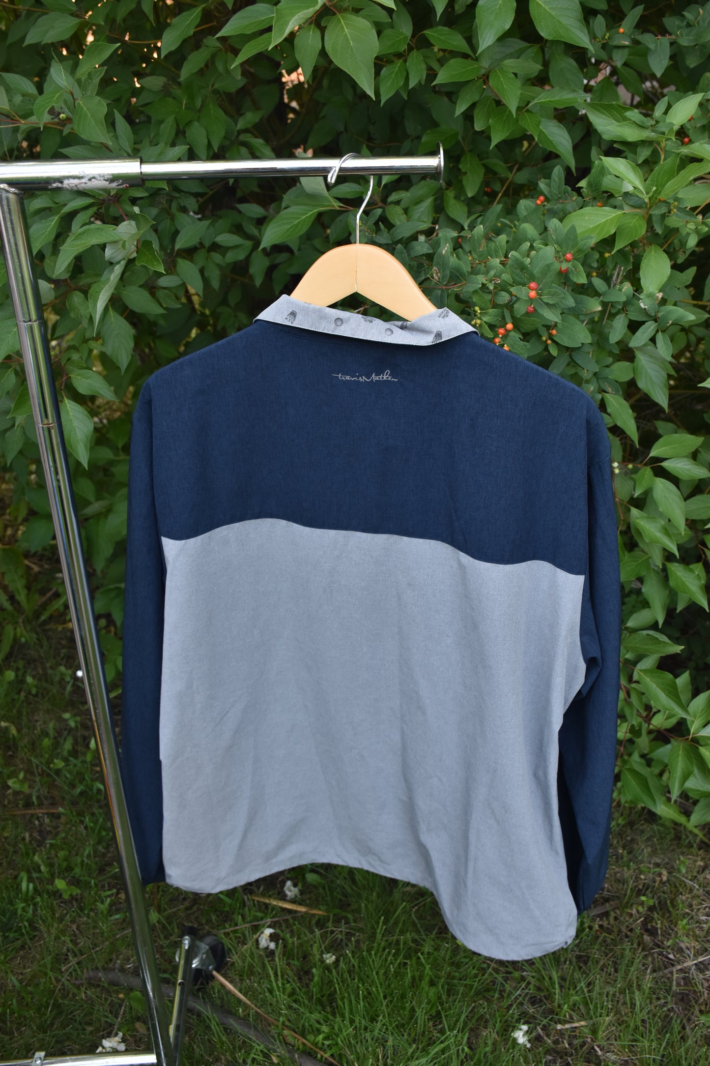 Blue and Grey Zip Up Wind Breaker