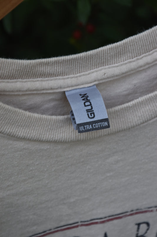 Beige Madeira Beach FL American Flag Graphic Tee