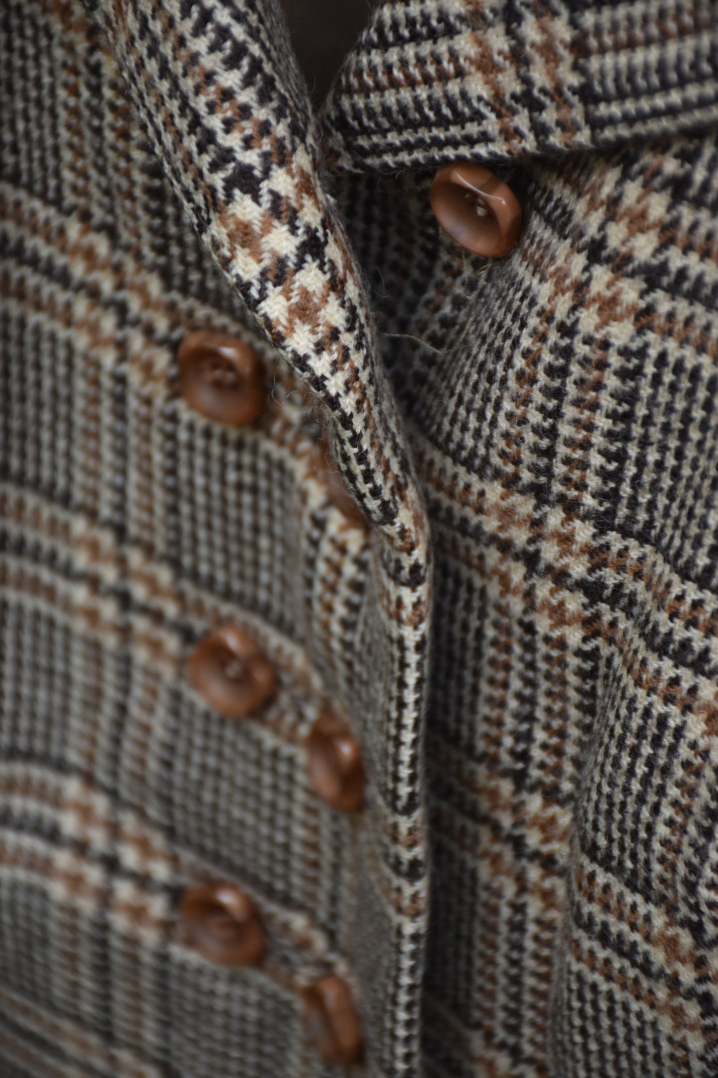 Brown and Tan Flannel Patterned Vintage Button Down Blazer