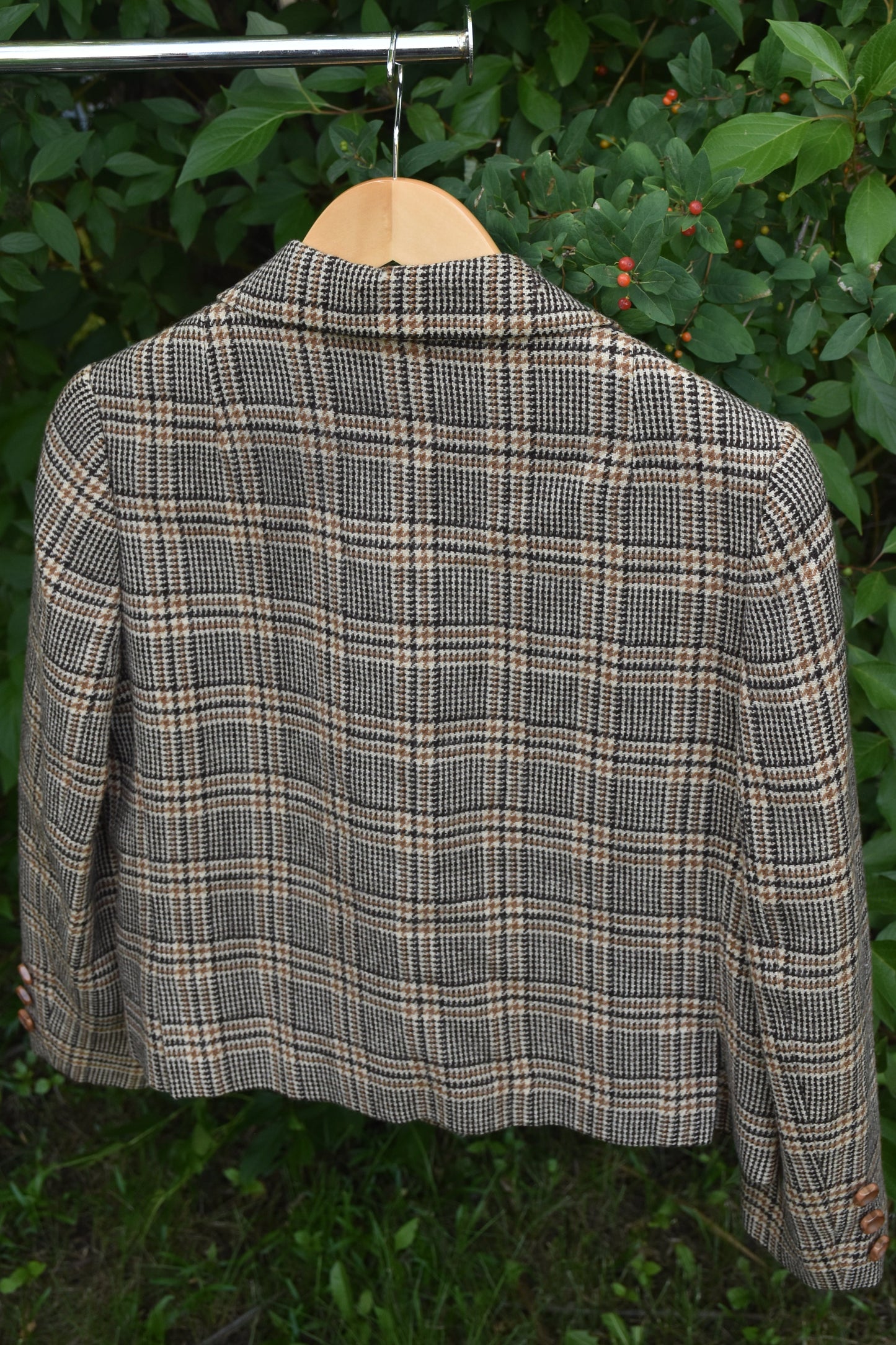 Brown and Tan Houndstooth Vintage Blazer