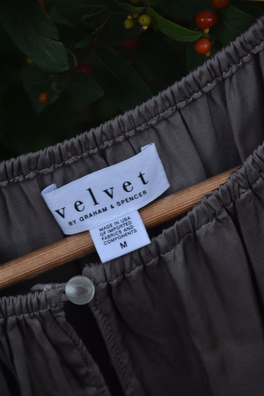 Grey Silky Short Sleeve Blouse