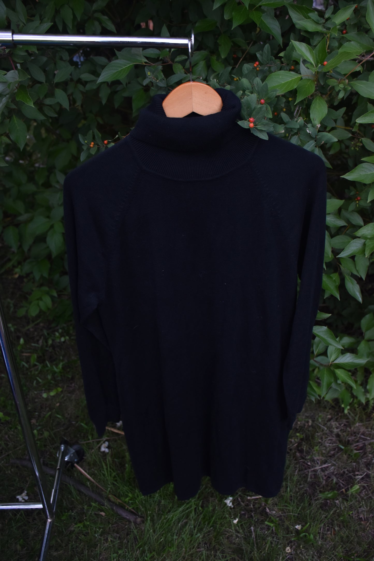 Black Long Sleeve Turtleneck Sweater Dress