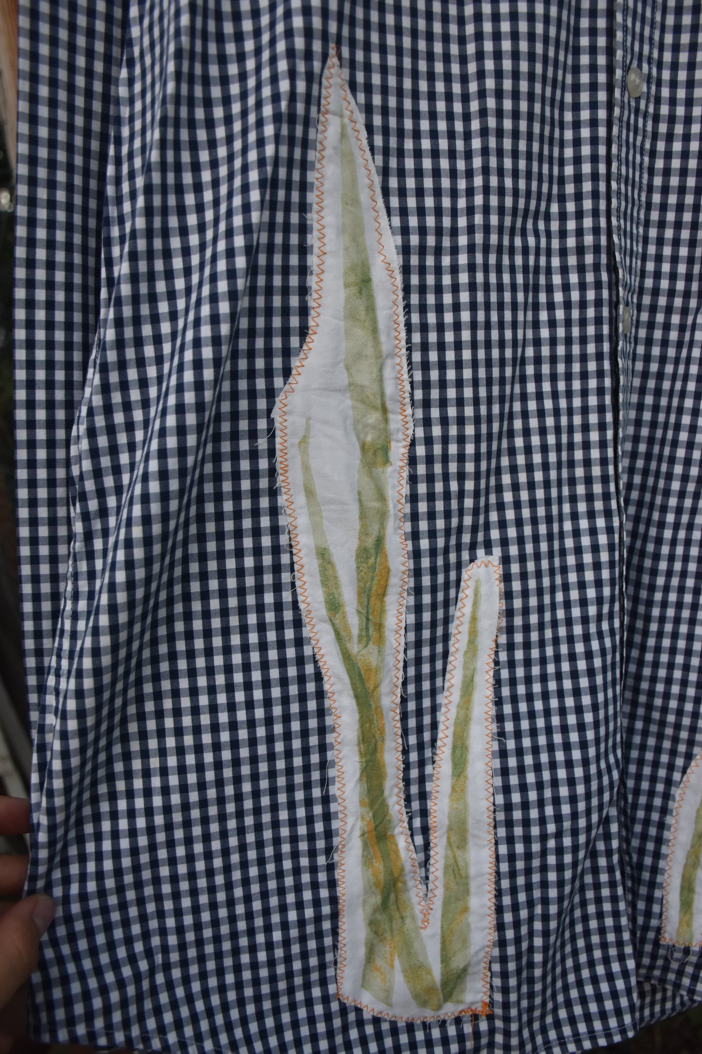 Upcycled Aquatic Long Sleeve Plaid Button Up