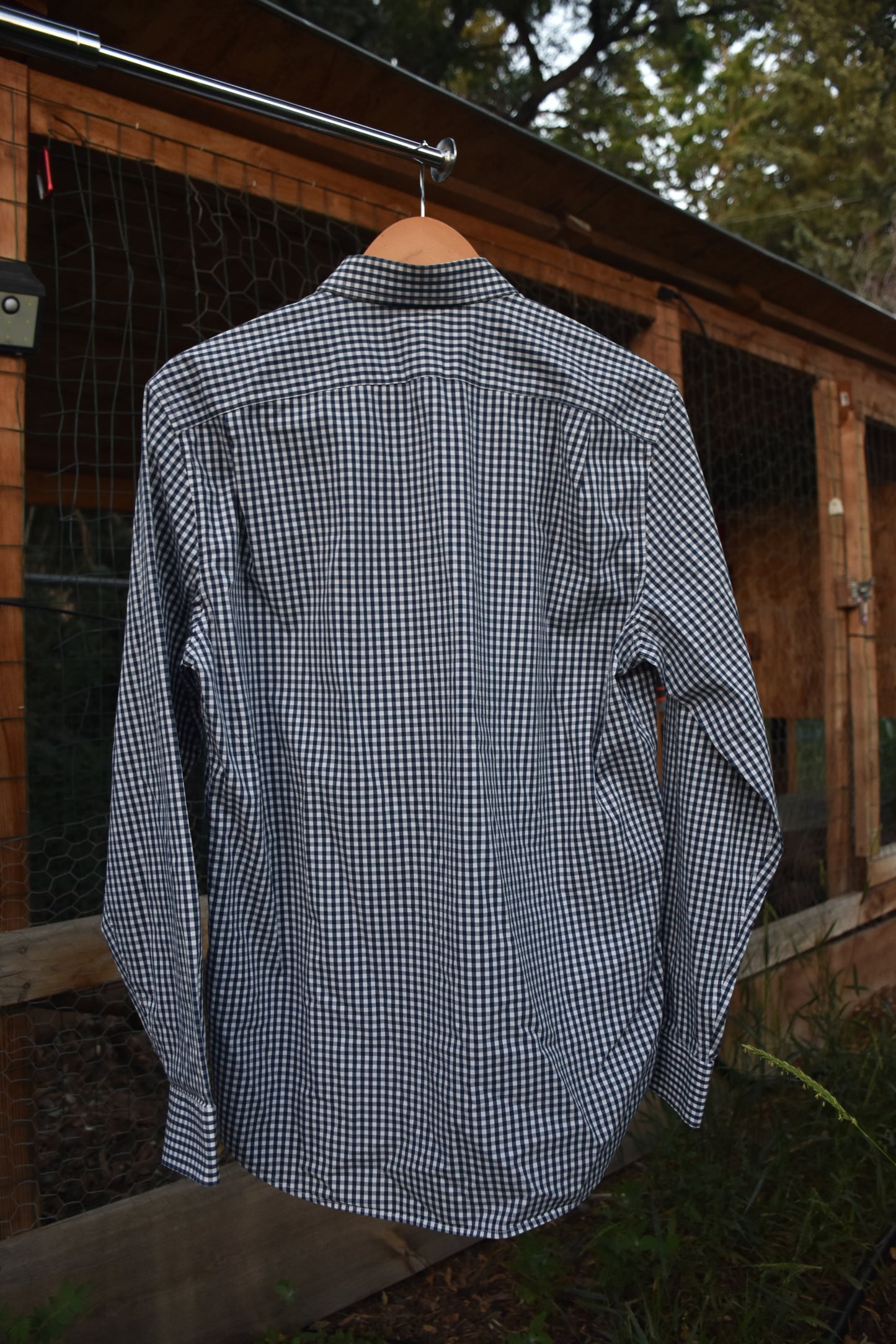 Upcycled Aquatic Long Sleeve Plaid Button Up