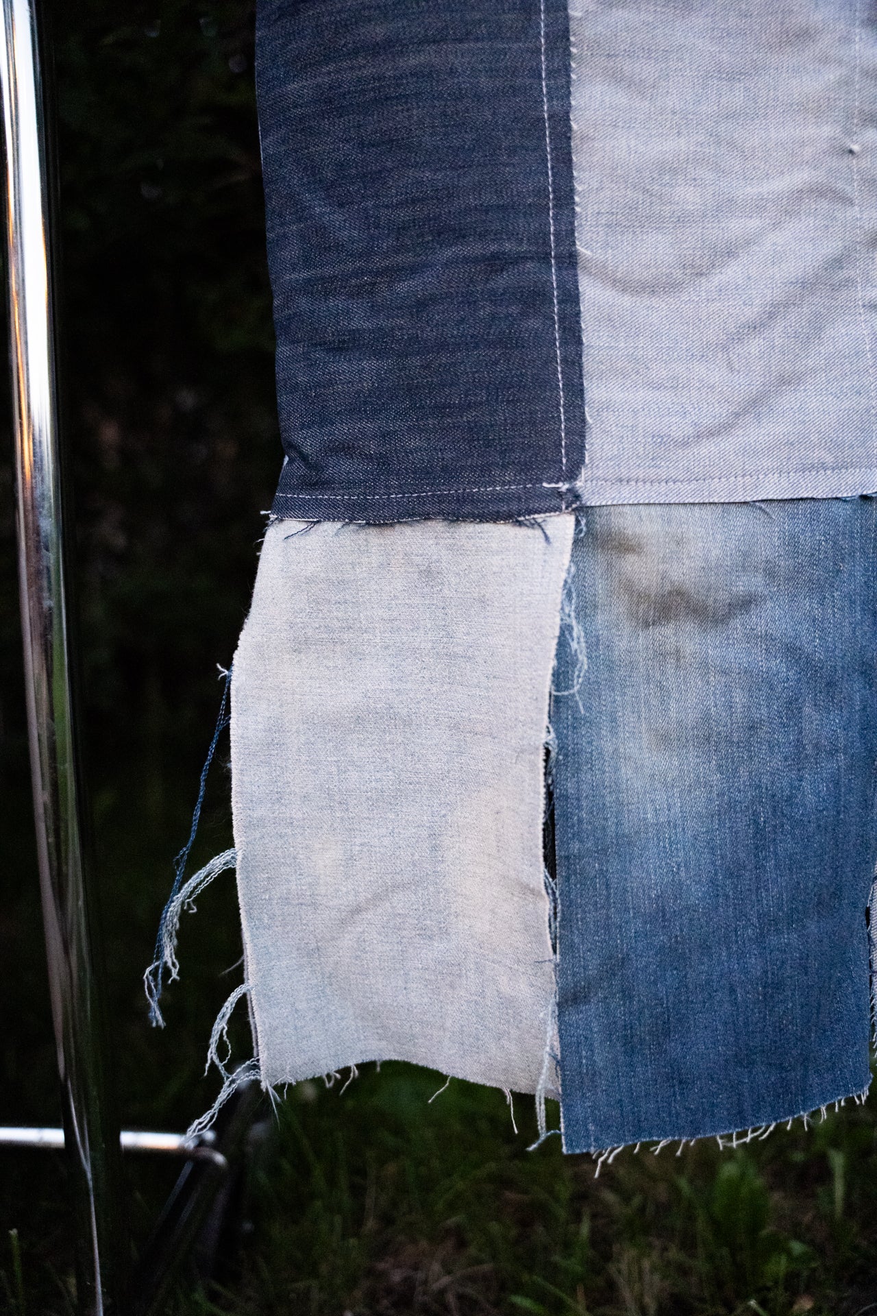 Upcycled Denim Patchwork Ankle-Length Skirt