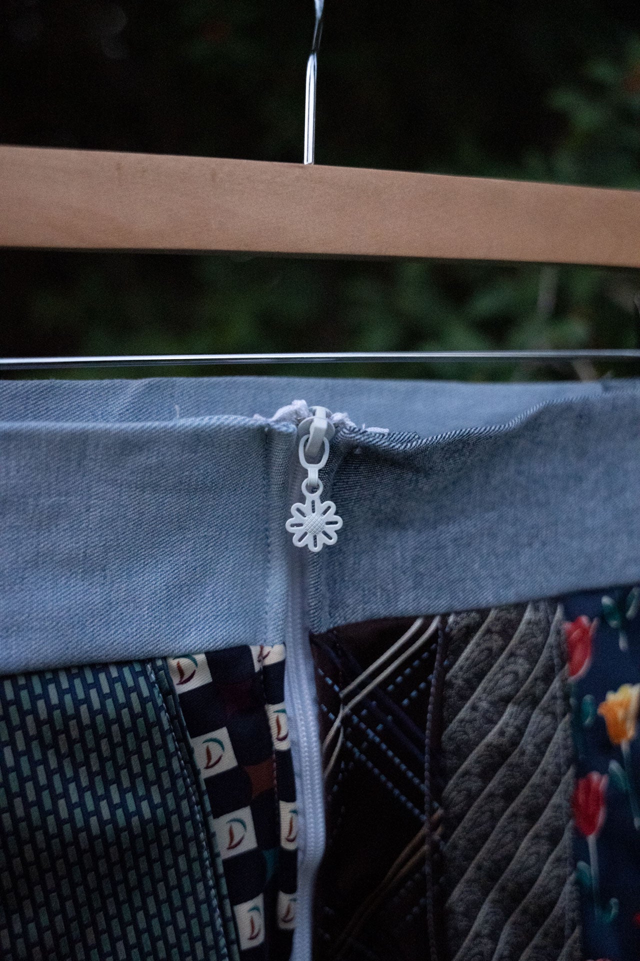 Upcycled Tie Skirt with Denim Waistband