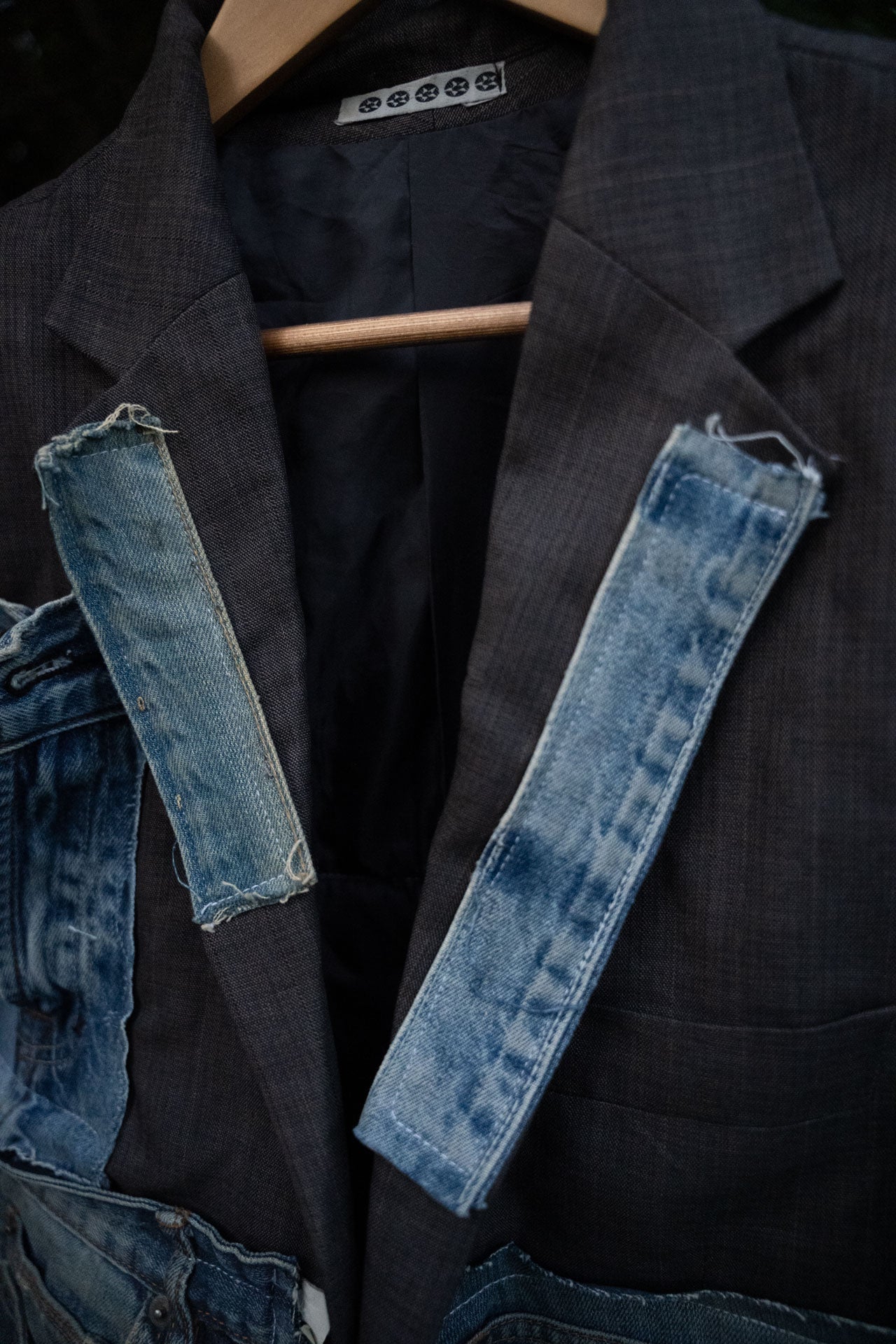 Upcycled Denim Patch Cropped Blazer