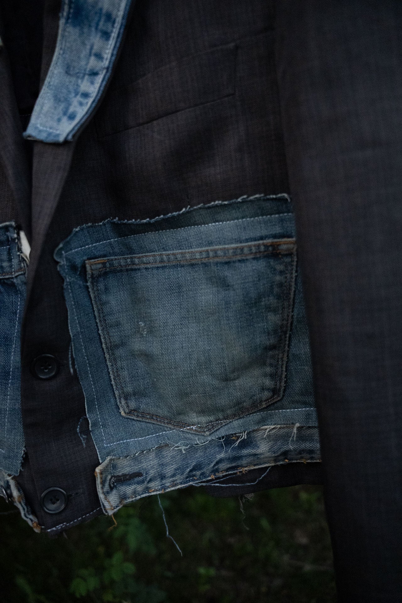Upcycled Denim Patch Cropped Blazer