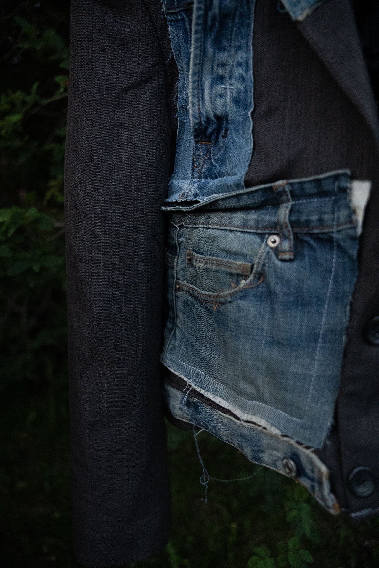 Upcycled Denim Patch Cropped Blazer
