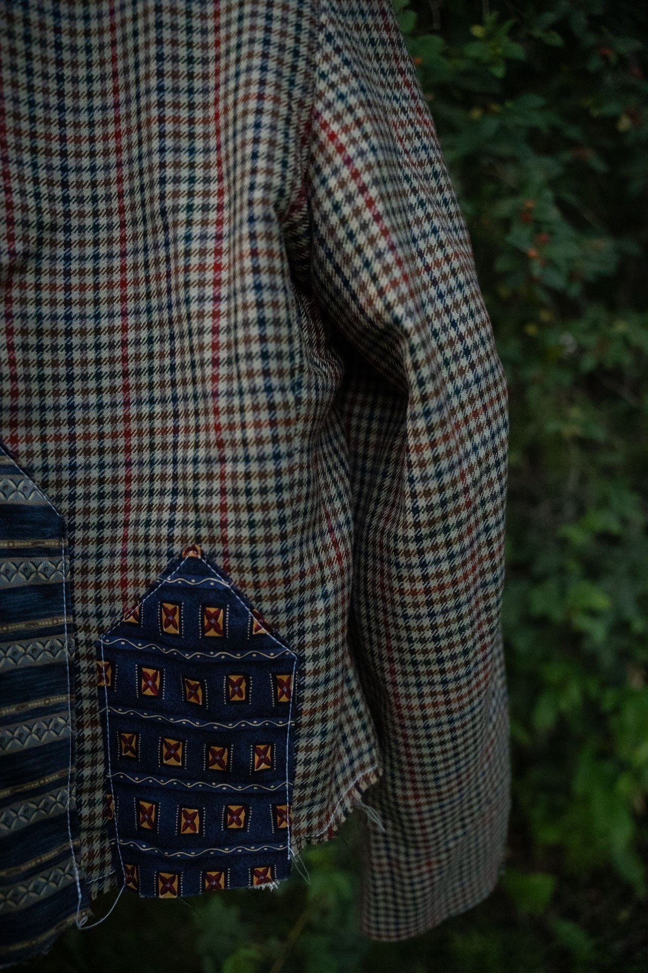 Upcycled Plaid Tie Cropped Blazer