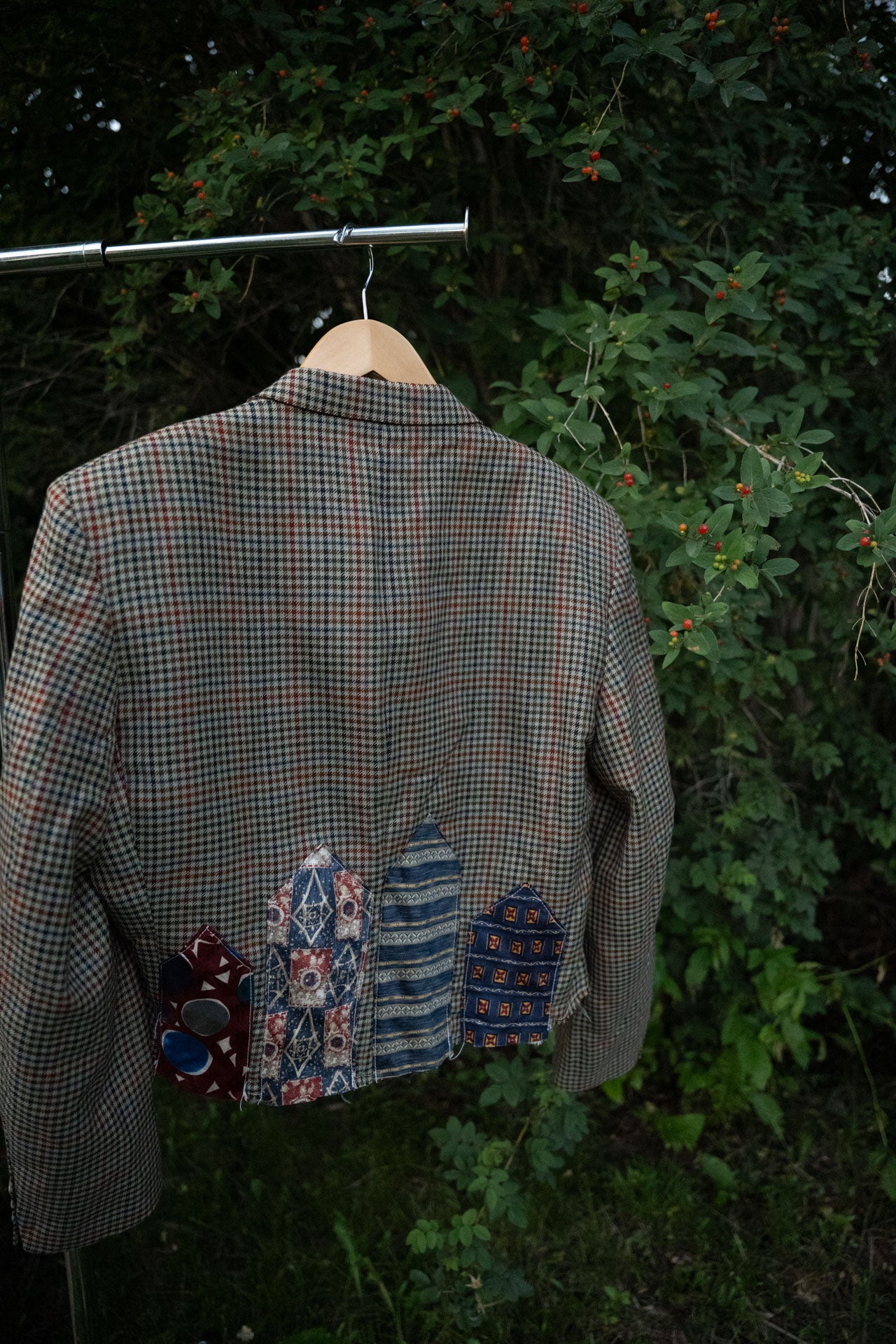 Upcycled Plaid Tie Cropped Blazer