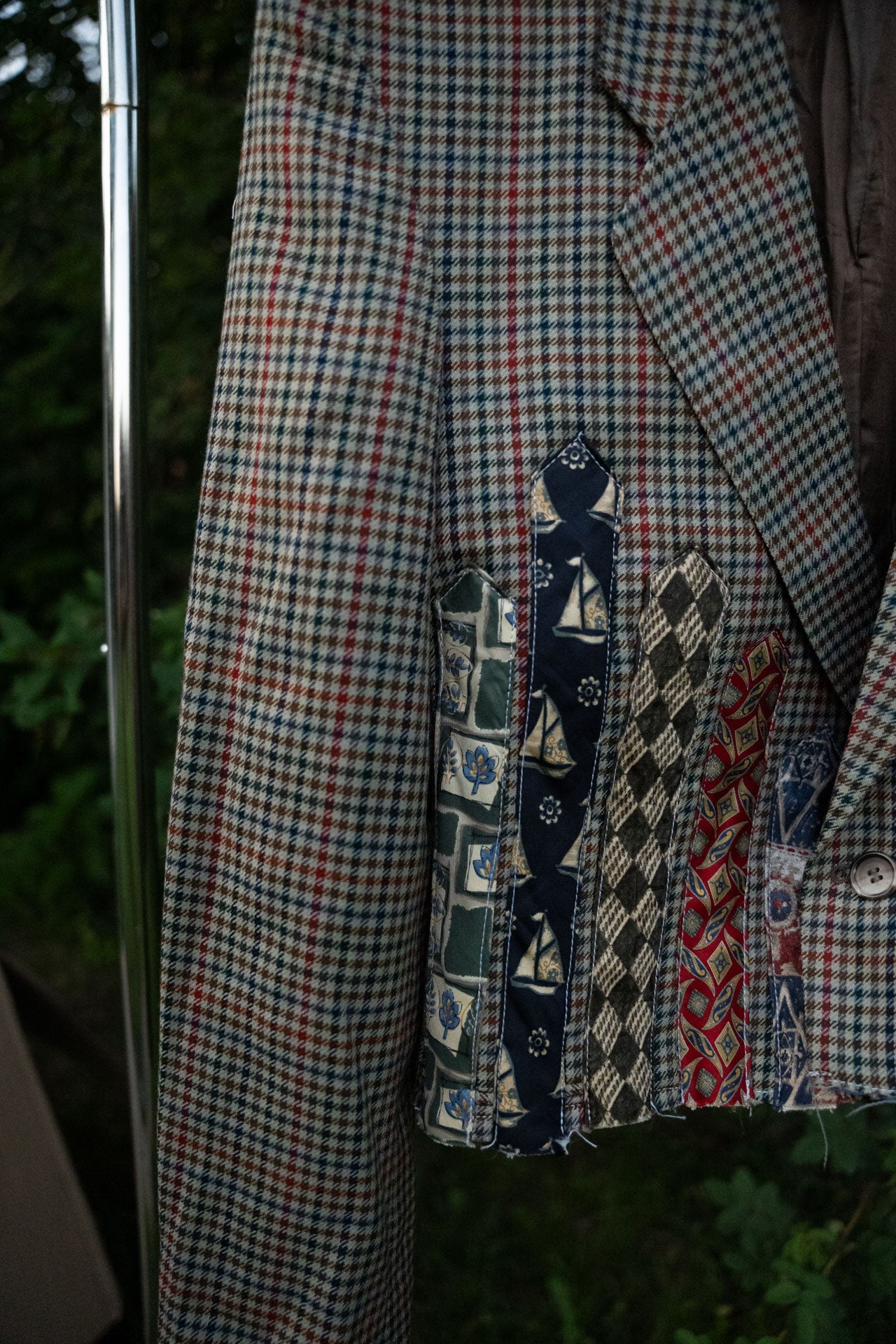 Upcycled Plaid Tie Cropped Blazer
