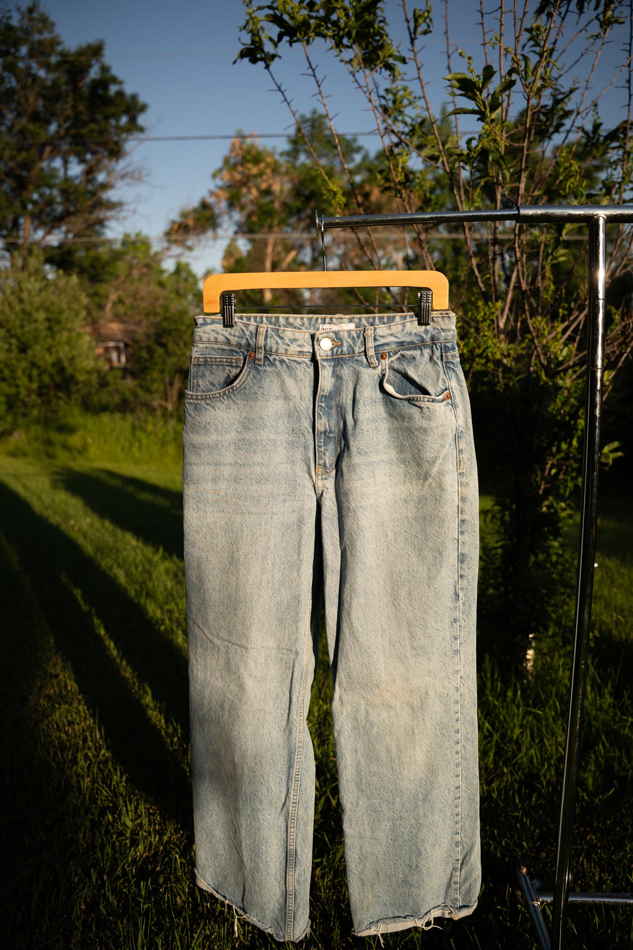 Light Wash Denim Wide Leg Jeans