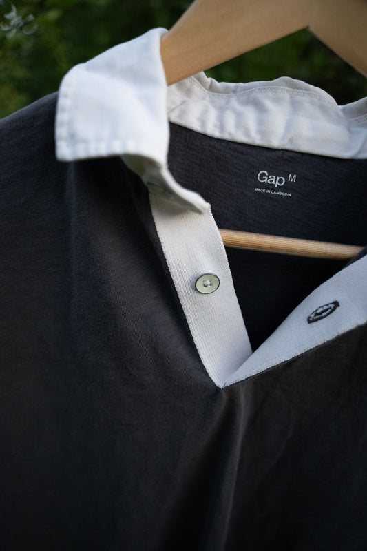 Grey Long Sleeve Shirt with White Collar