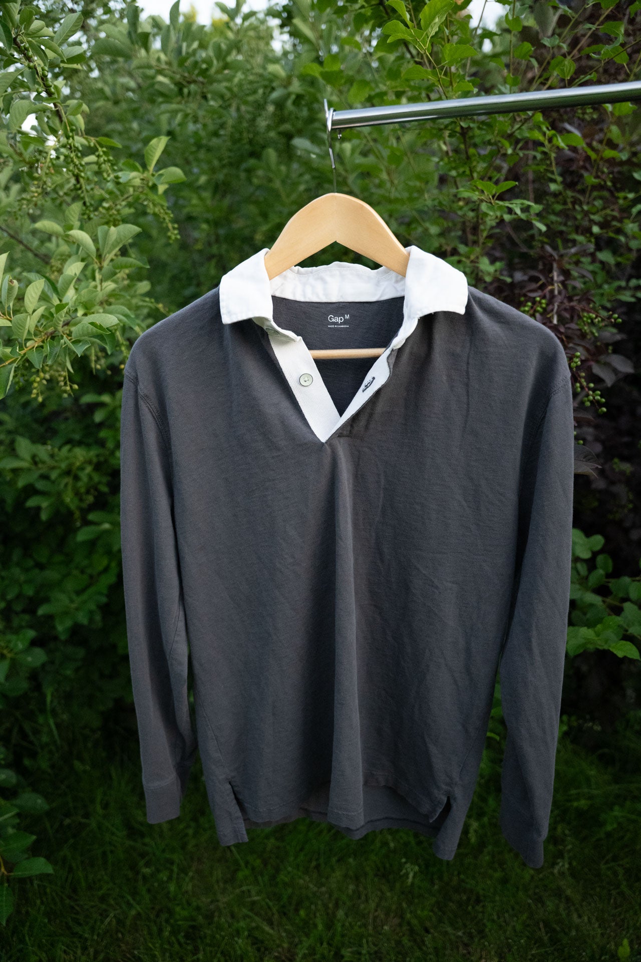 Grey Long Sleeve Shirt with White Collar