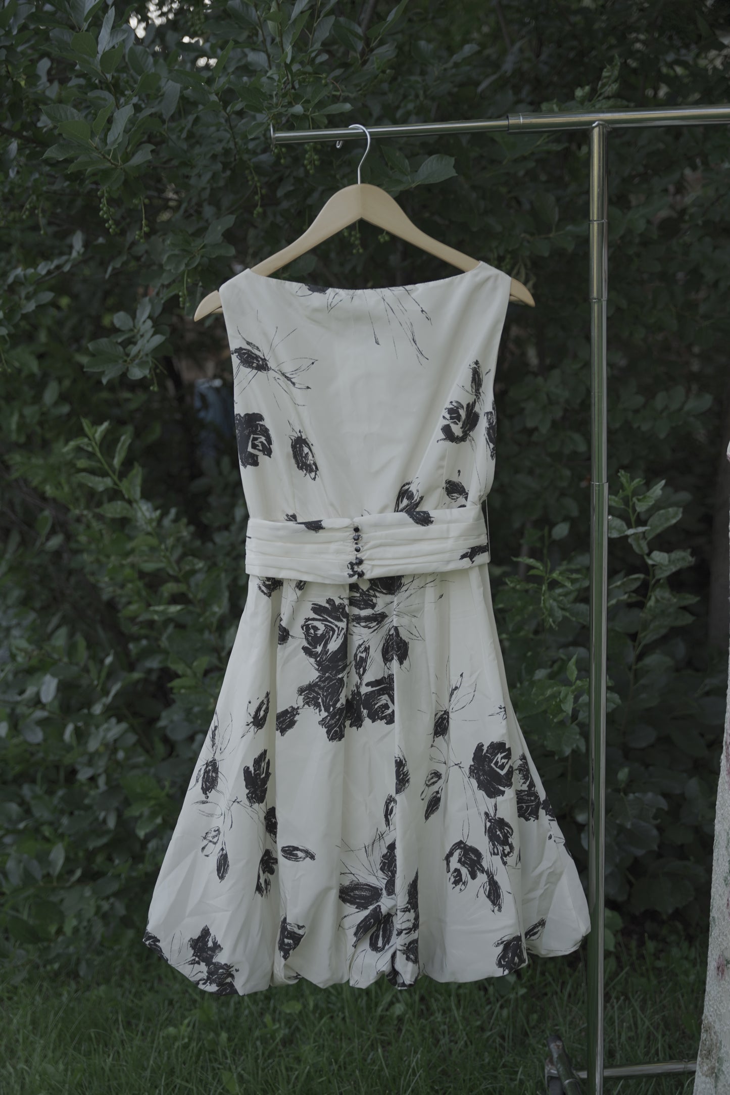 White and Black Floral Mini Dress