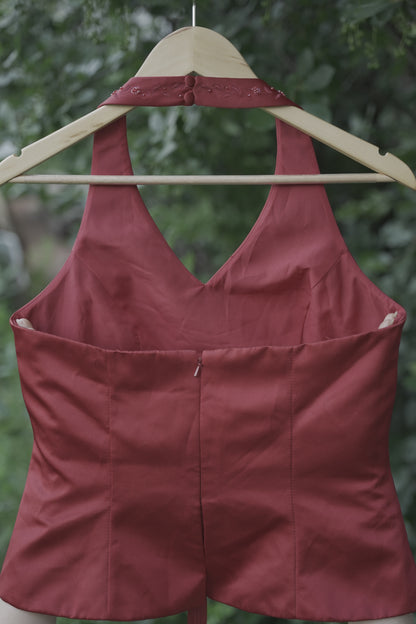 Red Beaded Halter Top